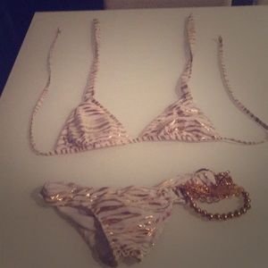 Gold and White Bikini